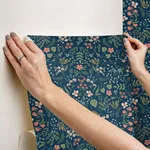 Rifle Paper Co. Wildwood - Navy Wallpaper | Buy Online Rifle Paper Co. Wildwood wallpaper, color Navy, SKU PSW1622RL