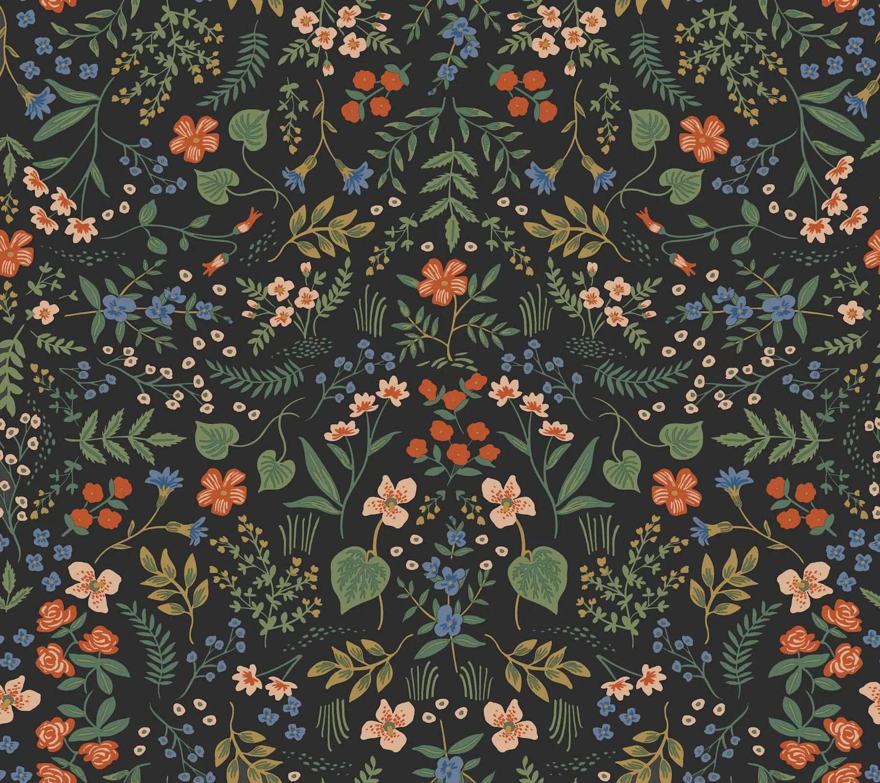 Rifle Paper Co. Wildwood wallpaper, color Black, SKU PSW1623RL