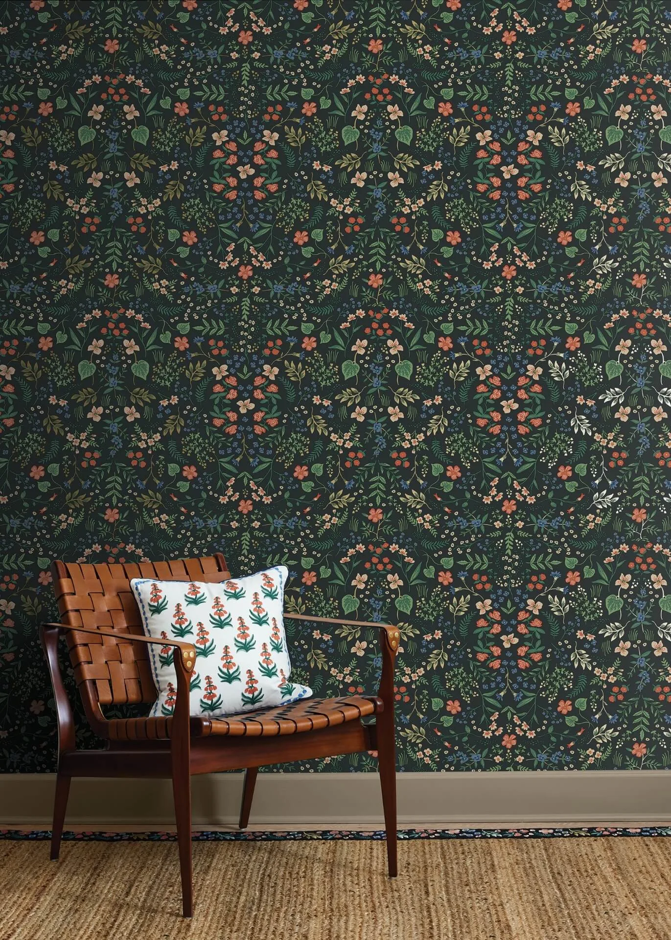 Rifle Paper Co. Wildwood wallpaper, color Black, SKU PSW1623RL