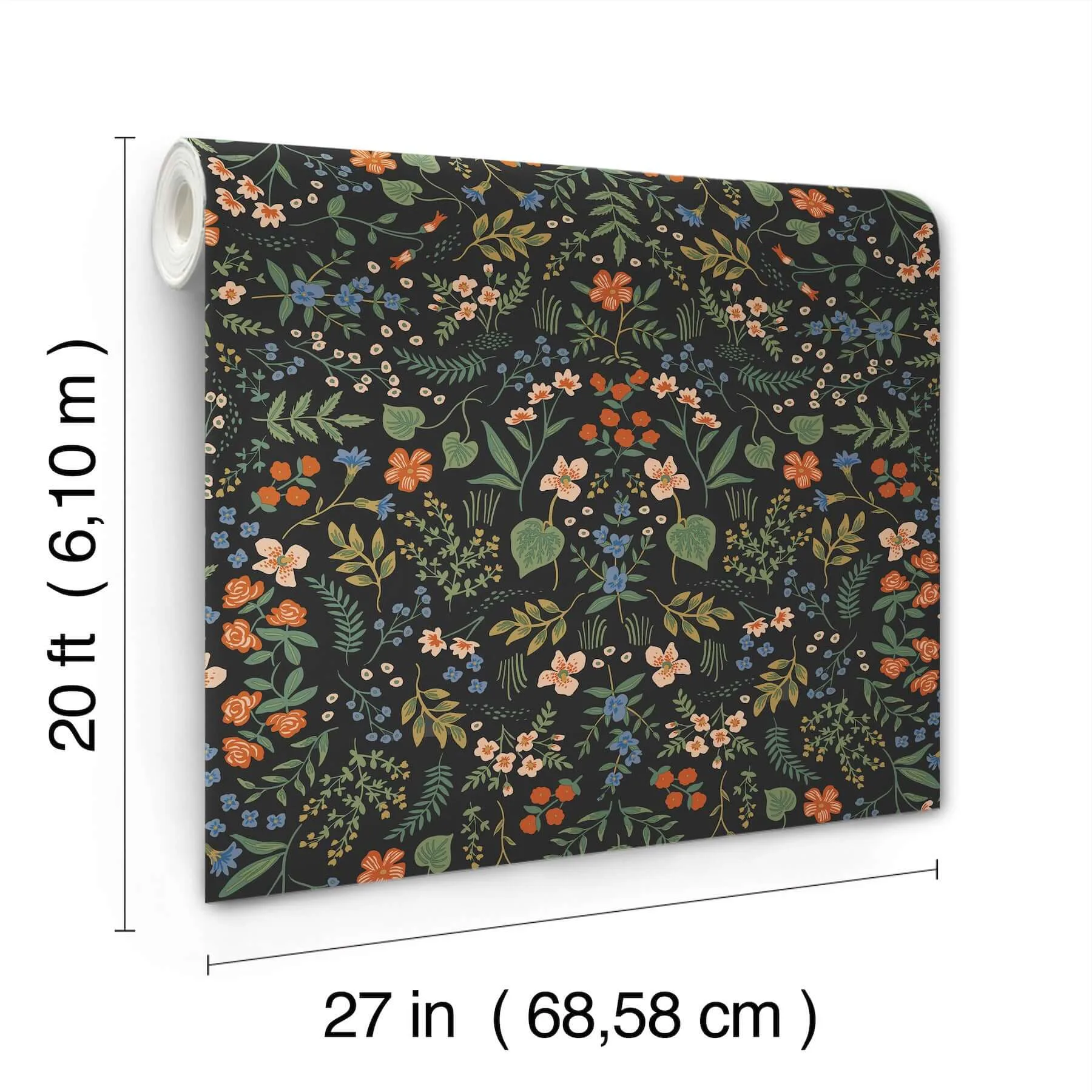 Rifle Paper Co. Wildwood - Black Wallpaper | Buy Online Rifle Paper Co. Wildwood wallpaper, color Black, SKU PSW1623RL