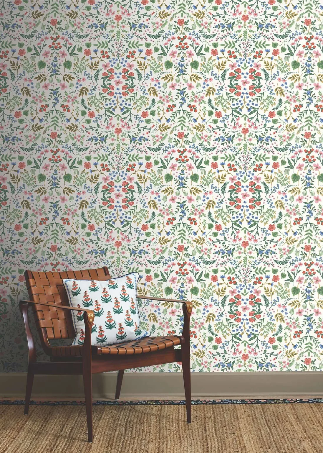 Rifle Paper Co. Wildwood wallpaper, color Rose, SKU PSW1624RL