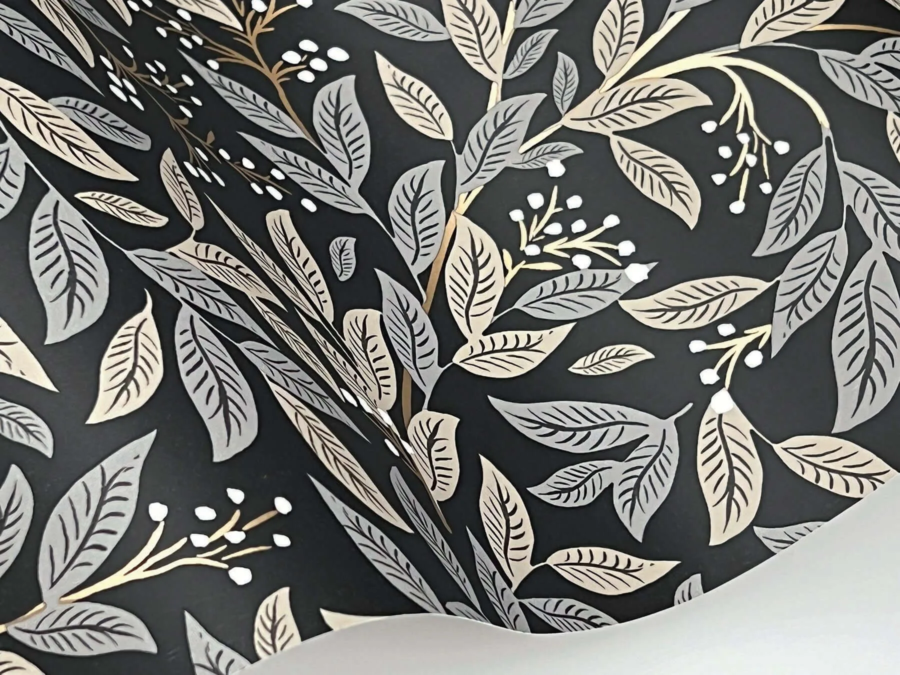 Rifle Paper Co. Willowberry - Black Wallpaper | Buy Online Rifle Paper Co. Willowberry wallpaper, color Black, SKU RF7462