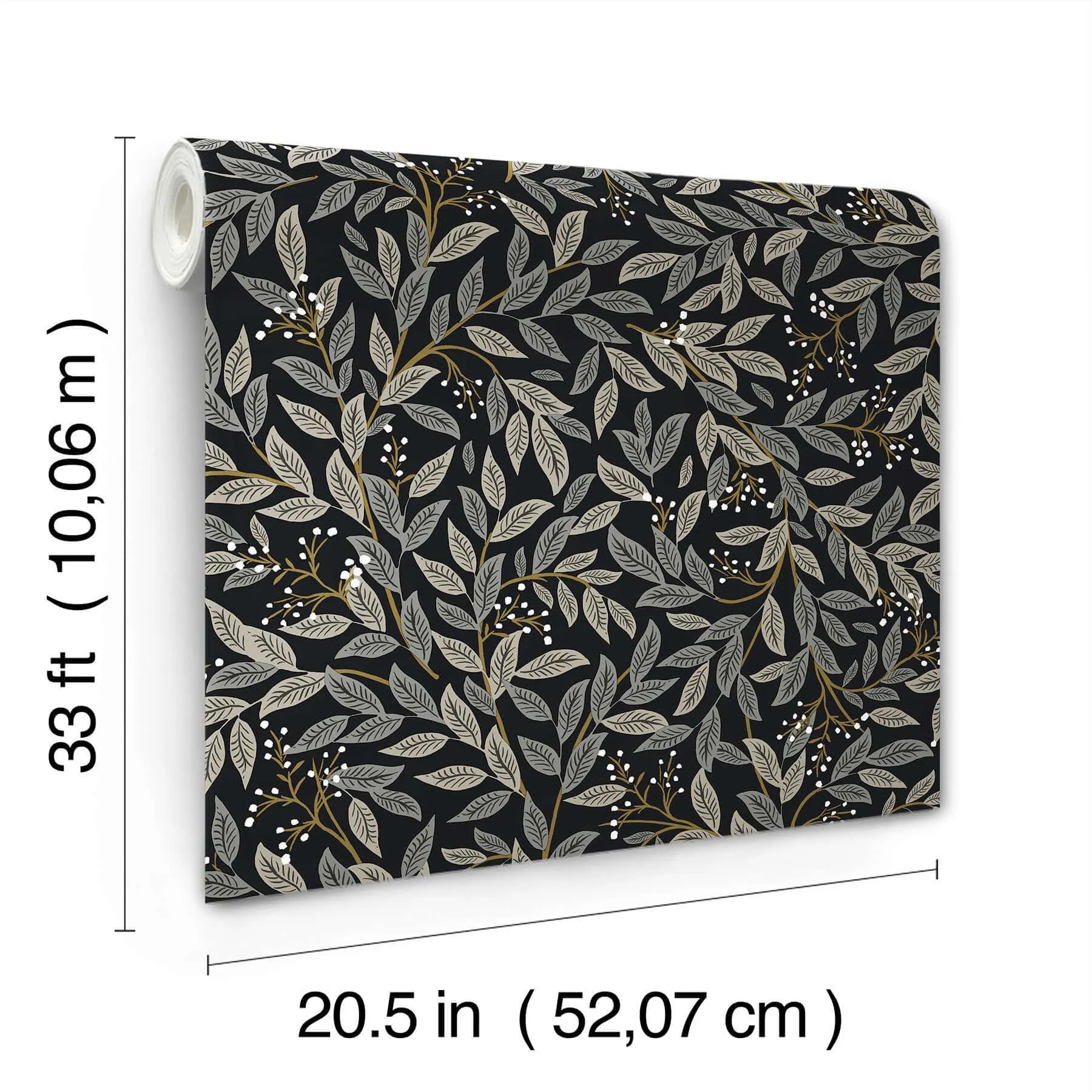 Rifle Paper Co. Willowberry - Black Wallpaper | Buy Online Rifle Paper Co. Willowberry wallpaper, color Black, SKU RF7462