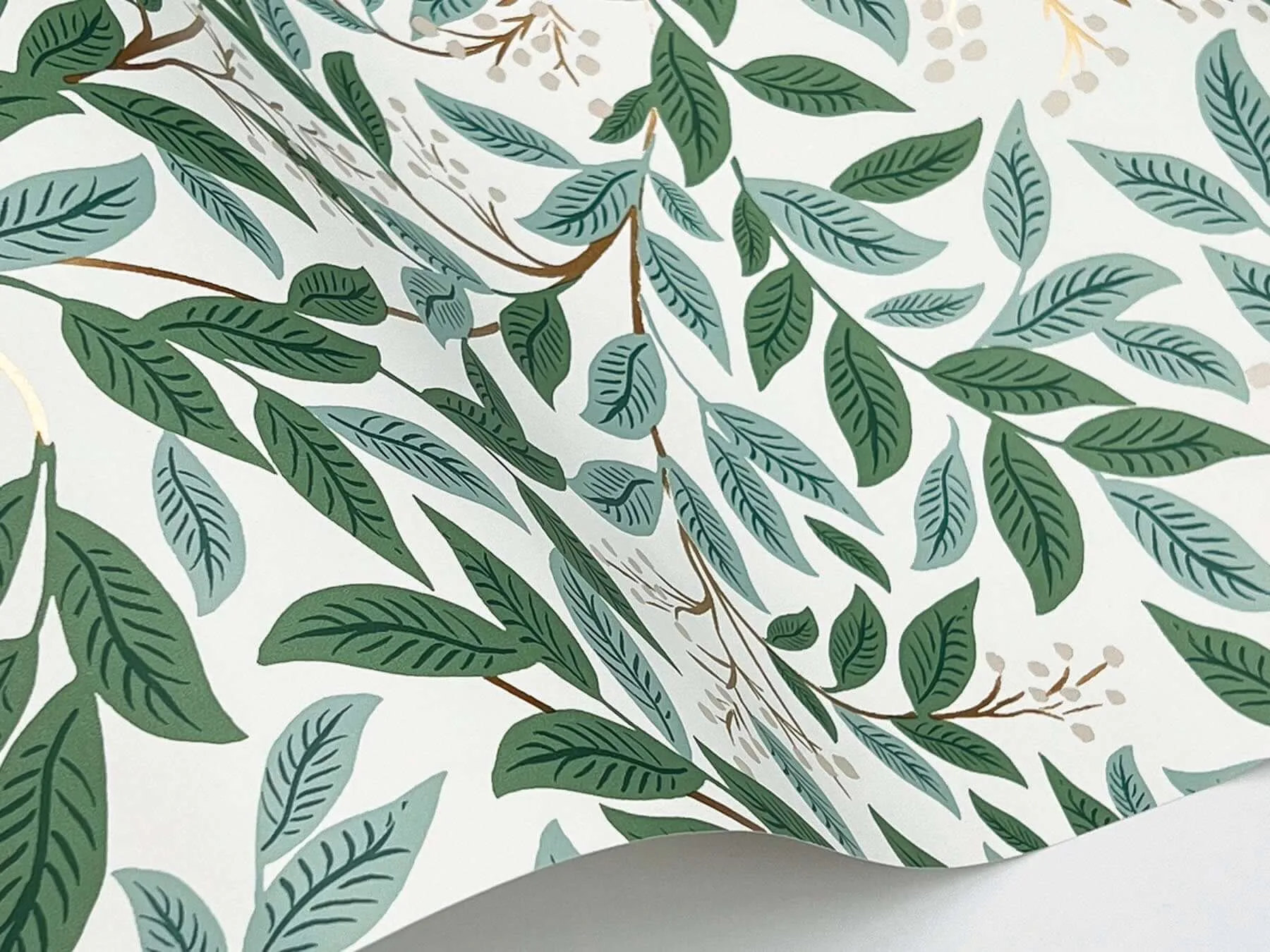 Rifle Paper Co. Willowberry wallpaper, color Emerald, SKU RF7464