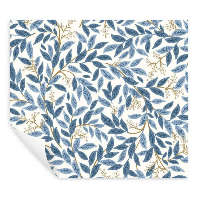 Rifle Paper Co. Willowberry wallpaper, color Blue & White, SKU PSW1469RL
