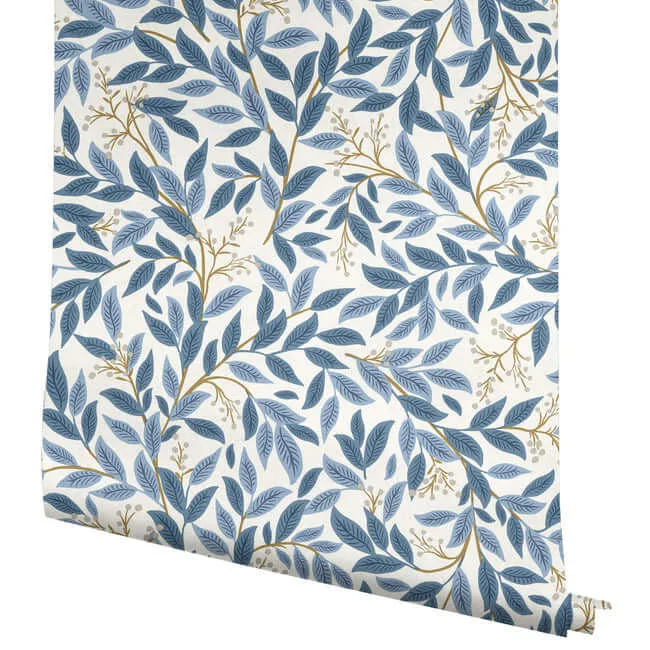 Rifle Paper Co. Willowberry wallpaper, color Blue & White, SKU PSW1469RL