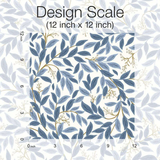Rifle Paper Co. Willowberry wallpaper, color Blue & White, SKU PSW1469RL
