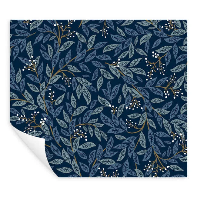 Rifle Paper Co. Willowberry - Navy Wallpaper | Buy Online Rifle Paper Co. Willowberry wallpaper, color Navy, SKU PSW1470RL