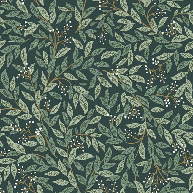 Rifle Paper Co. Willowberry wallpaper, color Emerald, SKU PSW1471RL