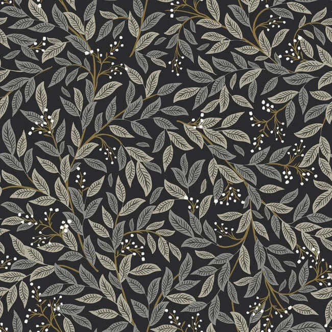 Rifle Paper Co. Willowberry wallpaper, color Black, SKU PSW1472RL