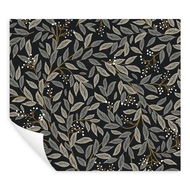 Rifle Paper Co. Willowberry wallpaper, color Black, SKU PSW1472RL