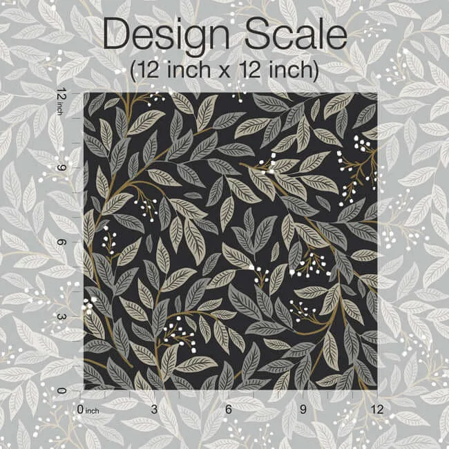 Rifle Paper Co. Willowberry wallpaper, color Black, SKU PSW1472RL