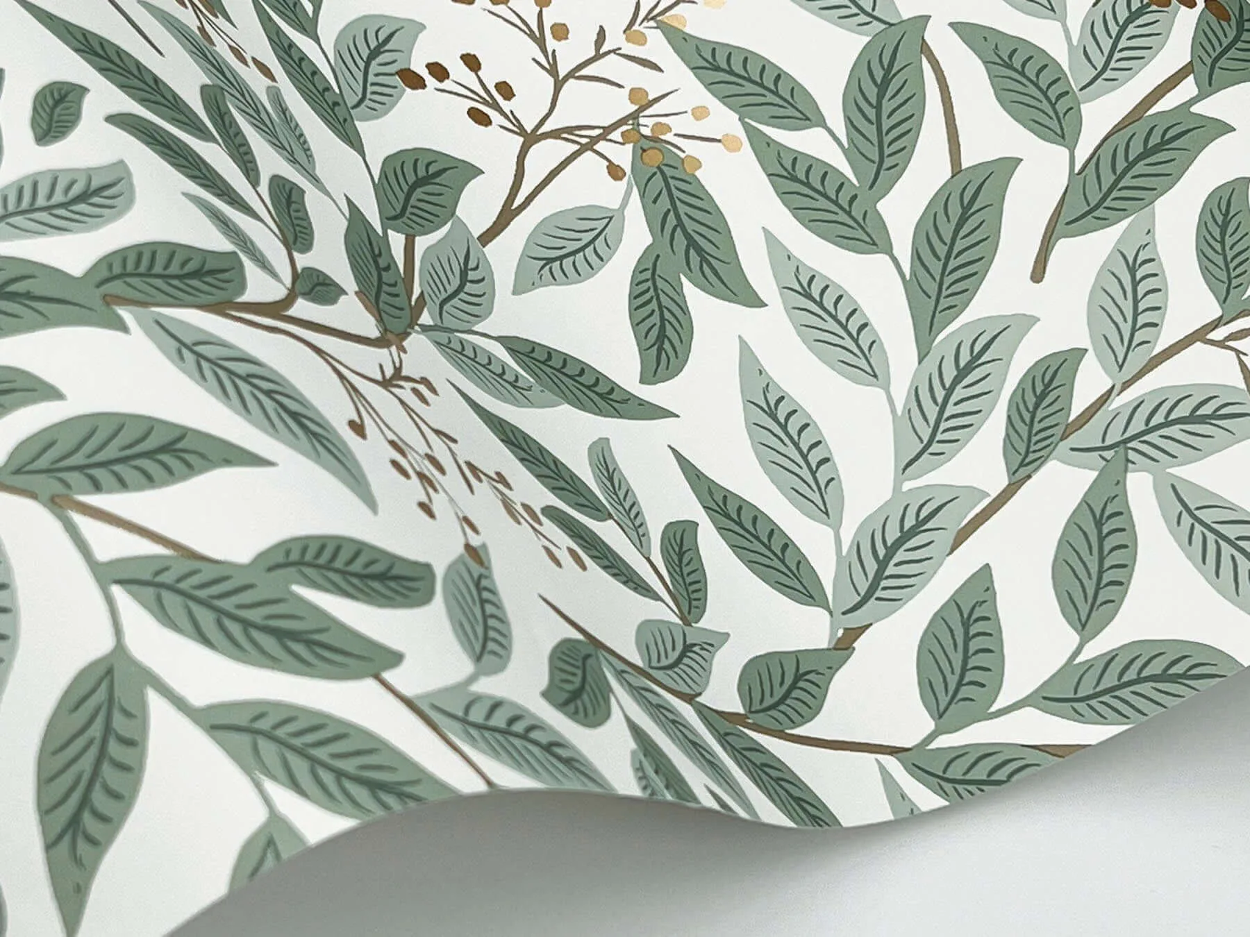 Rifle Paper Co. Willowberry wallpaper, color Sage, SKU RF7465