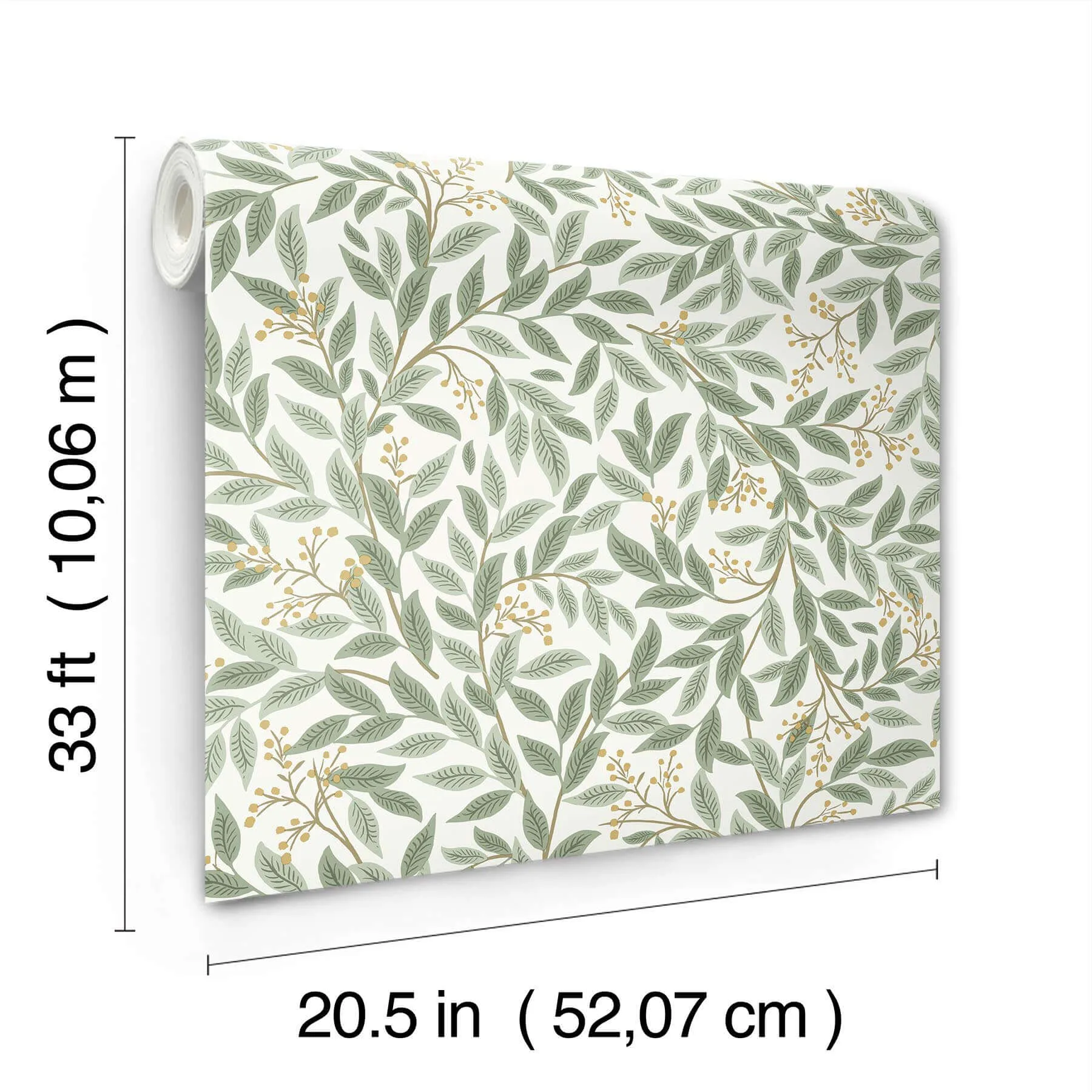 Rifle Paper Co. Willowberry wallpaper, color Sage, SKU RF7465