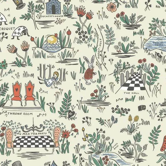 Rifle Paper Co. Wonderland wallpaper, color Pastel, SKU PSW1330RL