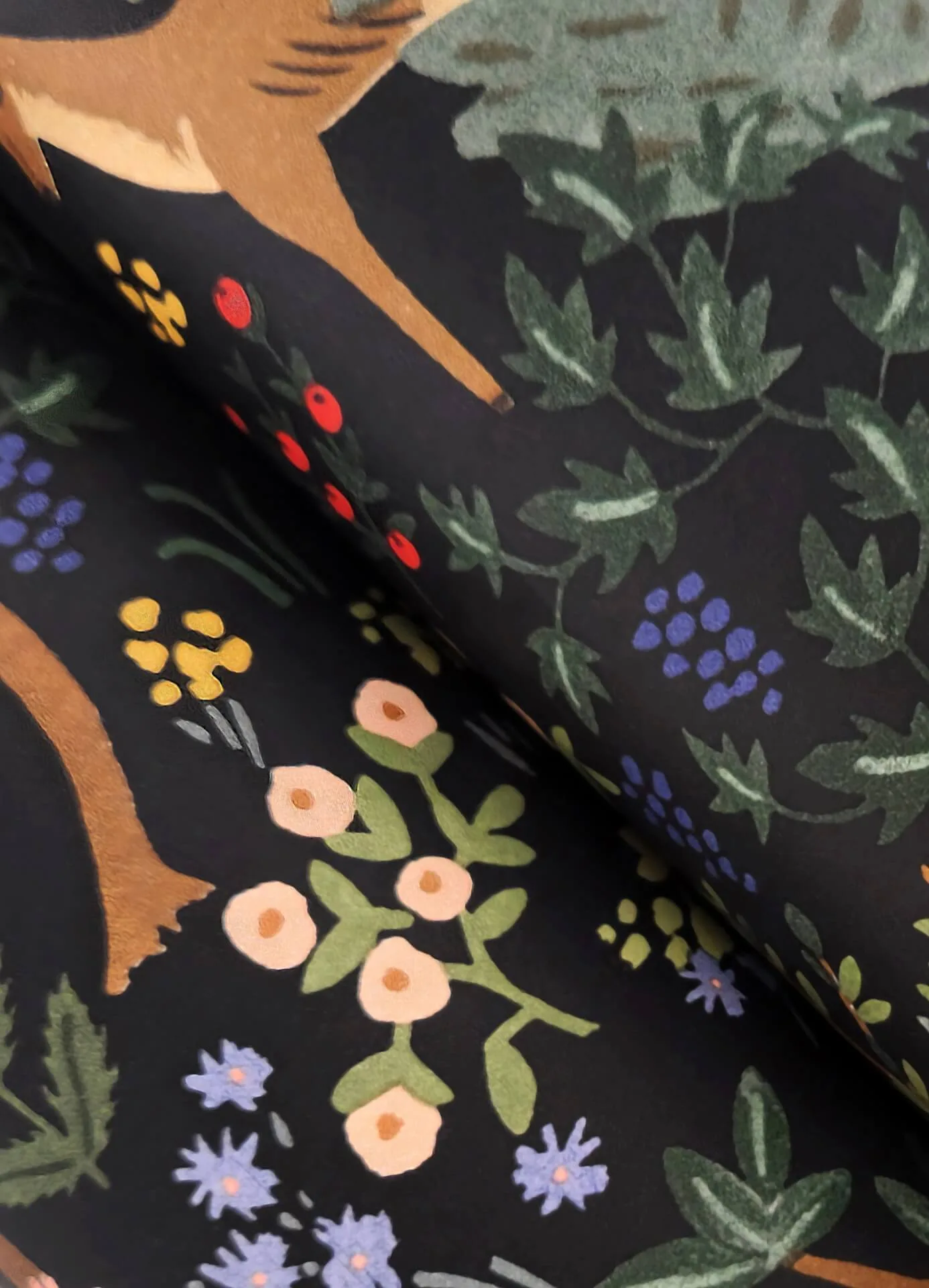 Rifle Paper Co. Woodland - Black Wallpaper | Buy Online Rifle Paper Co. Woodland wallpaper, color Black, SKU PSW1546RL