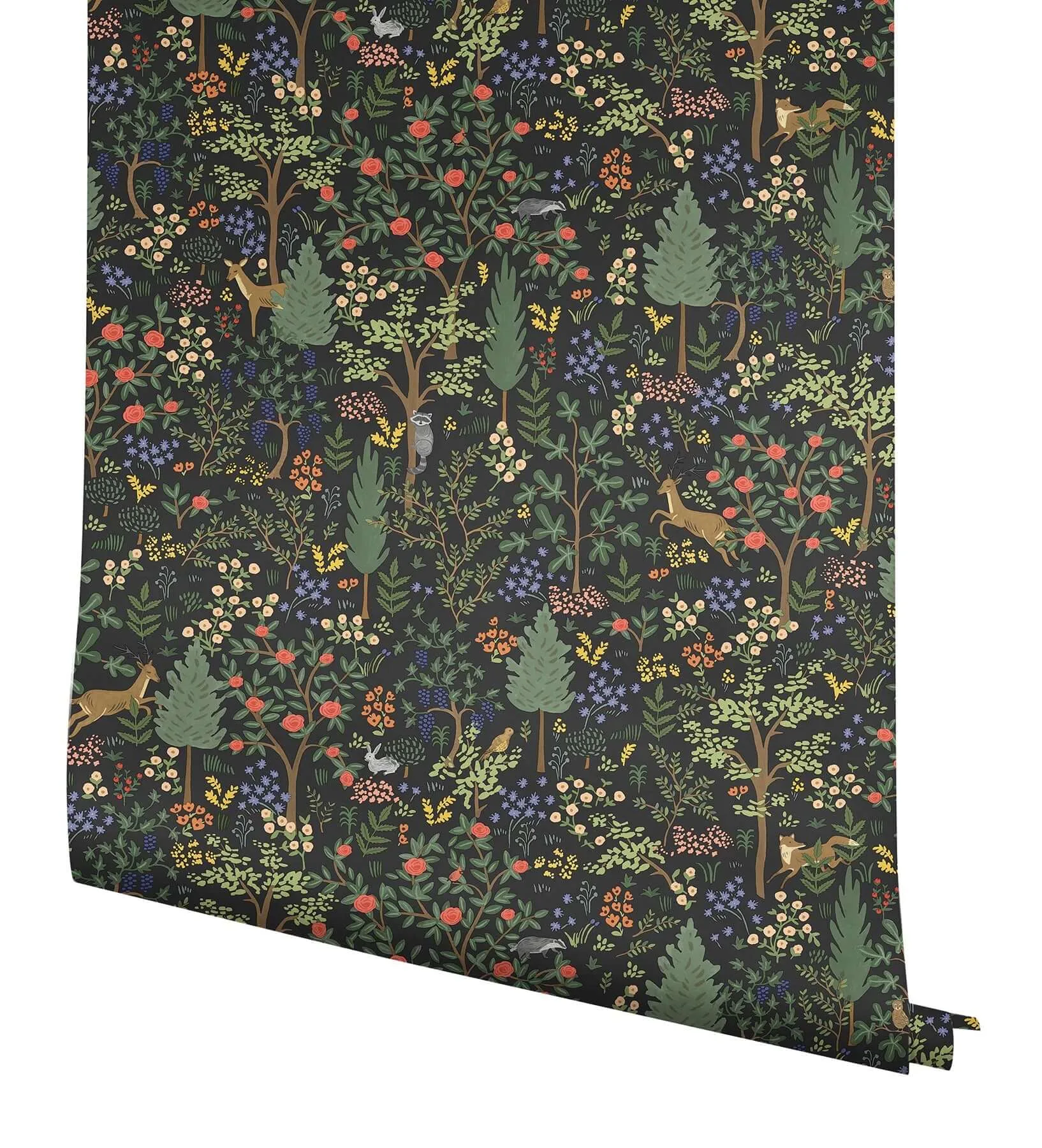 Rifle Paper Co. Woodland - Black Wallpaper | Buy Online Rifle Paper Co. Woodland wallpaper, color Black, SKU PSW1546RL