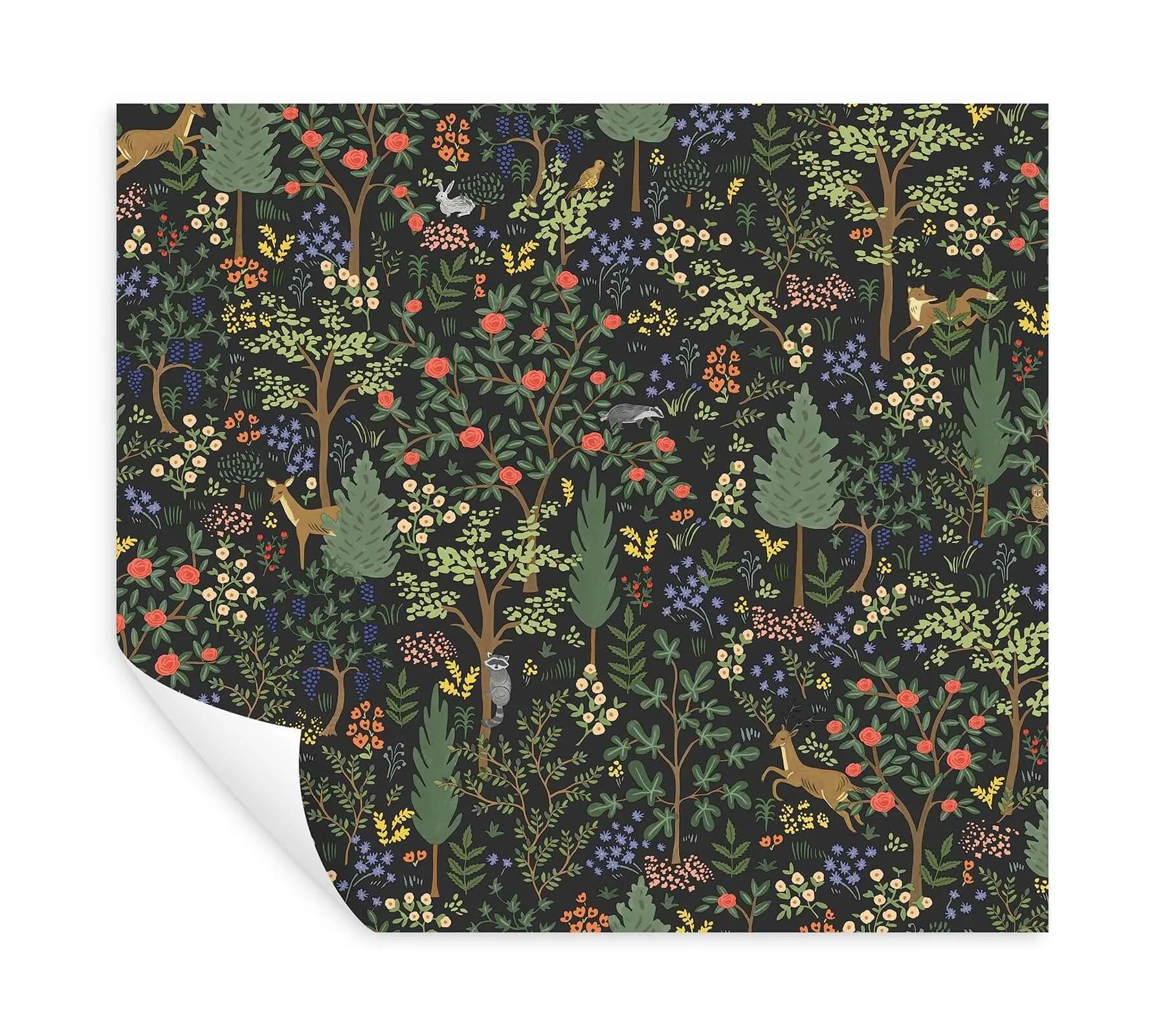Rifle Paper Co. Woodland - Black Wallpaper | Buy Online Rifle Paper Co. Woodland wallpaper, color Black, SKU PSW1546RL