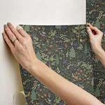 Rifle Paper Co. Woodland - Black Wallpaper | Buy Online Rifle Paper Co. Woodland wallpaper, color Black, SKU PSW1546RL