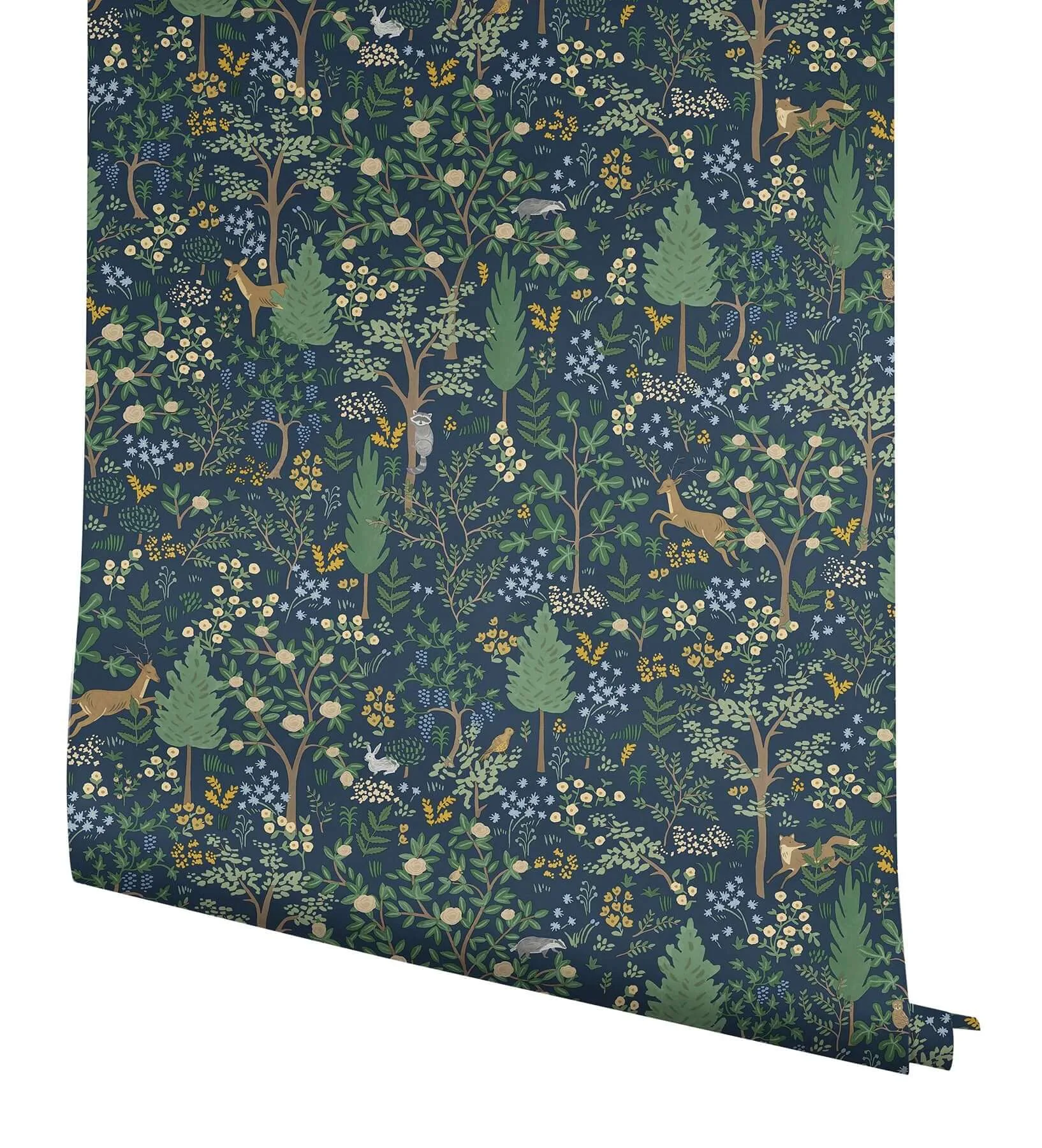 Rifle Paper Co. Woodland - Navy Wallpaper | Buy Online Rifle Paper Co. Woodland wallpaper, color Navy, SKU PSW1547RL