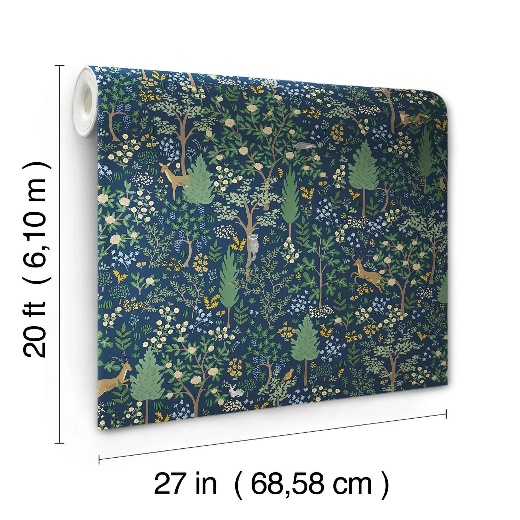 Rifle Paper Co. Woodland - Navy Wallpaper | Buy Online Rifle Paper Co. Woodland wallpaper, color Navy, SKU PSW1547RL