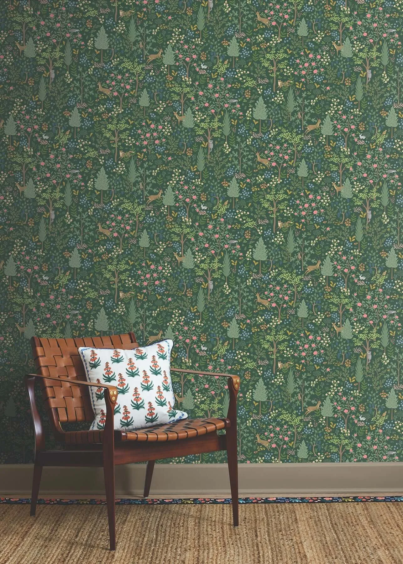 Rifle Paper Co. Woodland wallpaper, color Emerald, SKU PSW1548RL