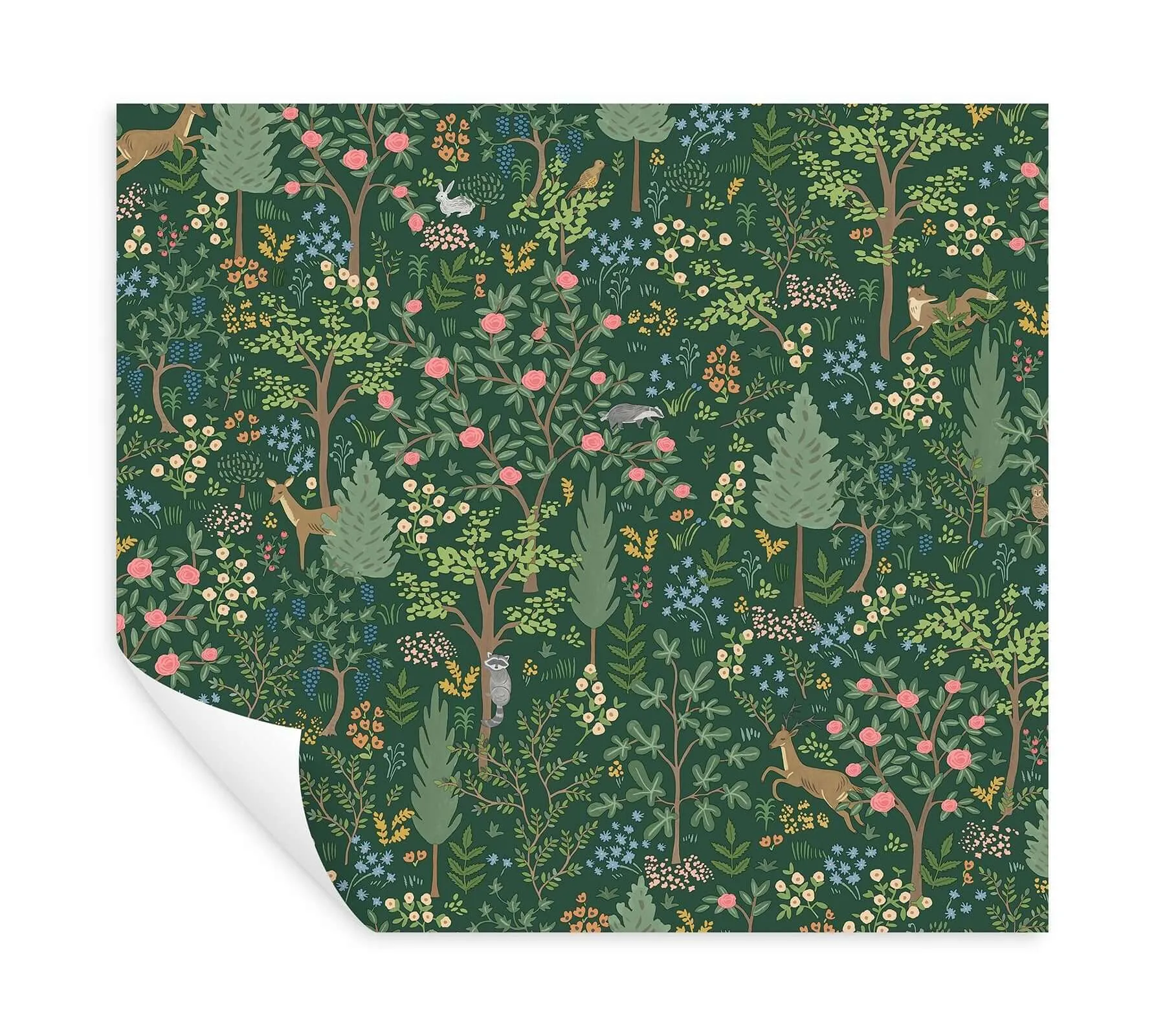 Rifle Paper Co. Woodland - Emerald Wallpaper | Buy Online Rifle Paper Co. Woodland wallpaper, color Emerald, SKU PSW1548RL