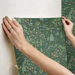 Rifle Paper Co. Woodland - Emerald Wallpaper | Buy Online Rifle Paper Co. Woodland wallpaper, color Emerald, SKU PSW1548RL