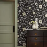 Rifle Paper Co. Aster - Black Wallpaper | Buy Online Rifle Paper Co. Aster wallpaper, color Black, SKU RF7434