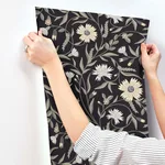 Rifle Paper Co. Aster - Black Wallpaper | Buy Online Rifle Paper Co. Aster wallpaper, color Black, SKU RF7434