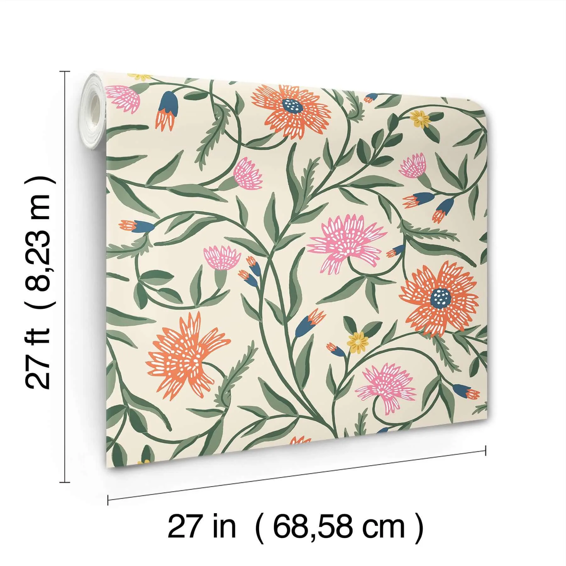 Rifle Paper Co. Aster - Coral Wallpaper | Buy Online Rifle Paper Co. Aster wallpaper, color Coral, SKU RF7433