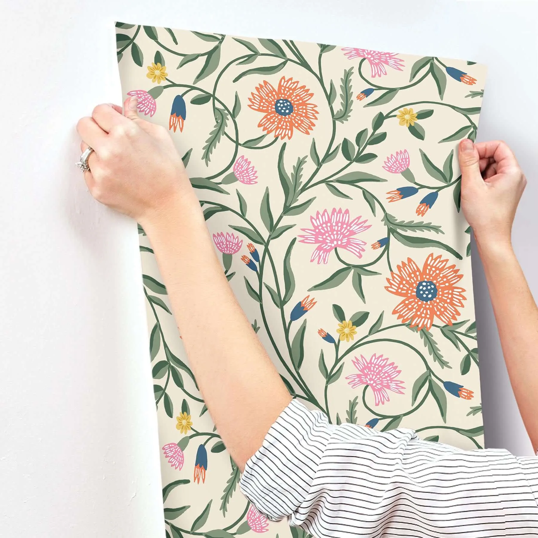 Rifle Paper Co. Aster - Coral Wallpaper | Buy Online Rifle Paper Co. Aster wallpaper, color Coral, SKU RF7433