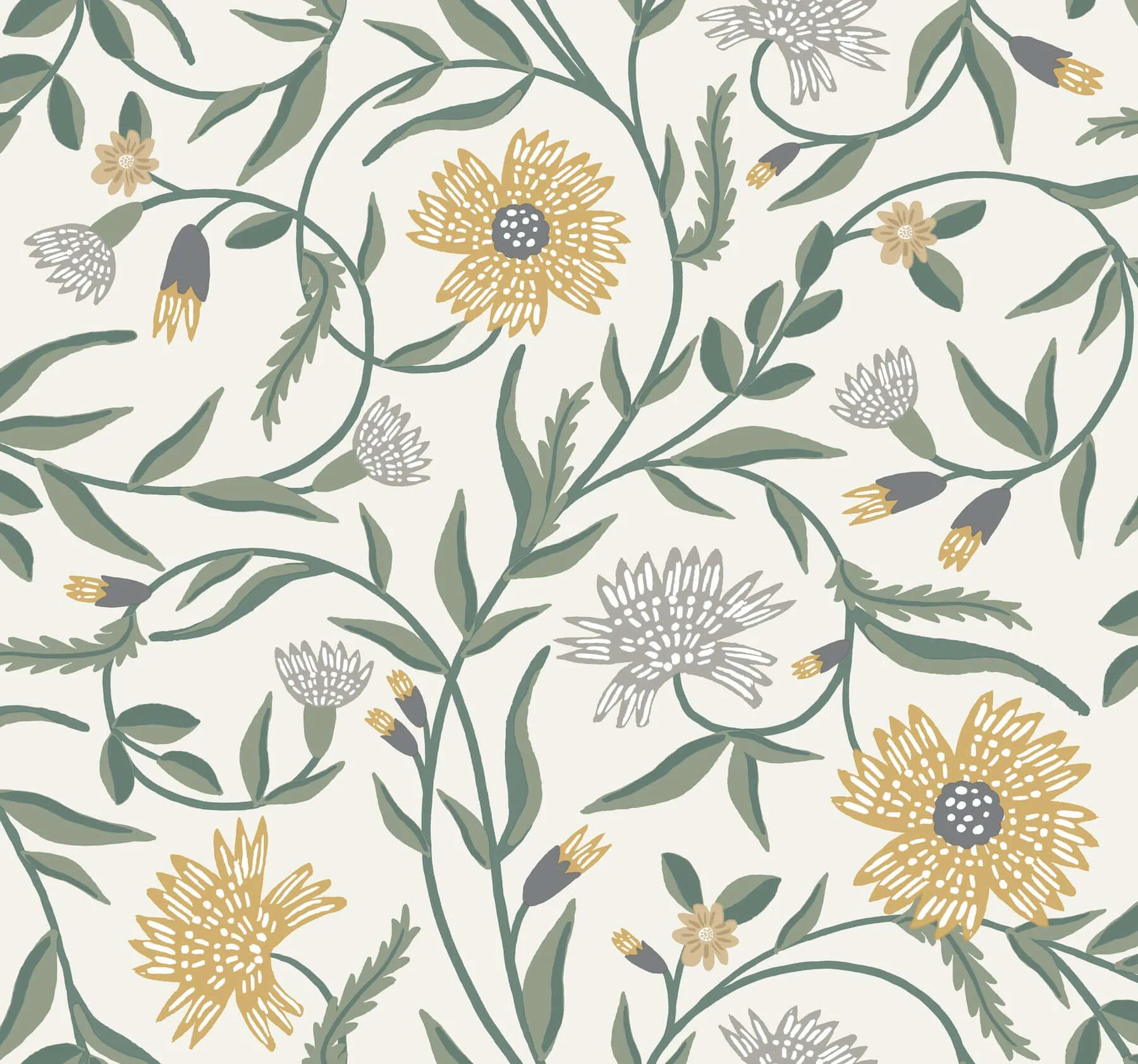 Rifle Paper Co. Aster wallpaper, color Gold, SKU RF7432