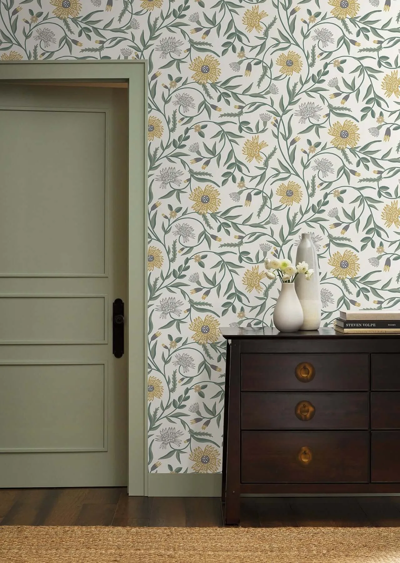 Rifle Paper Co. Aster wallpaper, color Gold, SKU RF7432