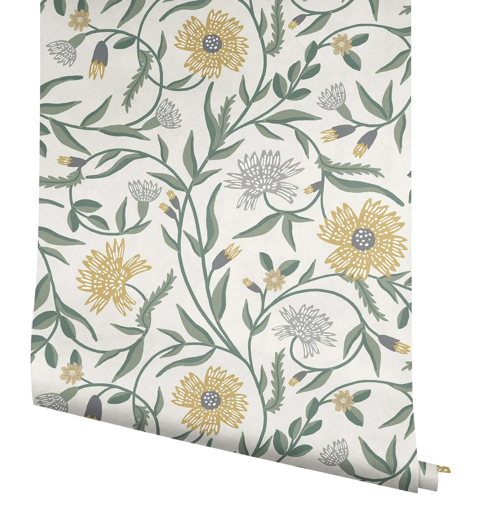 Rifle Paper Co. Aster - Gold Wallpaper | Buy Online Rifle Paper Co. Aster wallpaper, color Gold, SKU RF7432