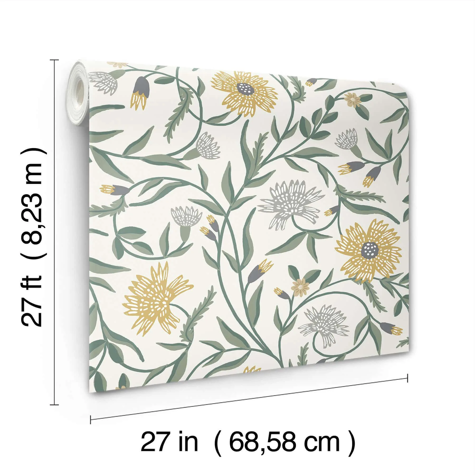 Rifle Paper Co. Aster - Gold Wallpaper | Buy Online Rifle Paper Co. Aster wallpaper, color Gold, SKU RF7432