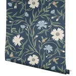 Rifle Paper Co. Aster - Navy Wallpaper | Buy Online Rifle Paper Co. Aster wallpaper, color Navy, SKU RF7435