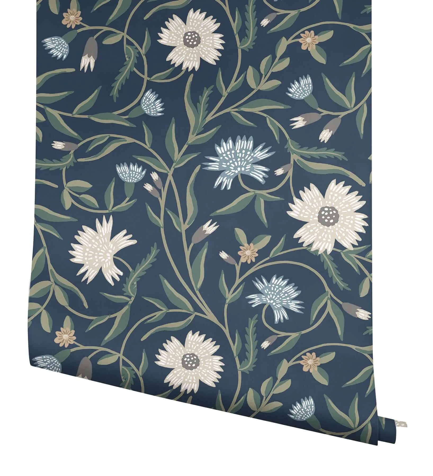 Rifle Paper Co. Aster - Navy Wallpaper | Buy Online Rifle Paper Co. Aster wallpaper, color Navy, SKU RF7435
