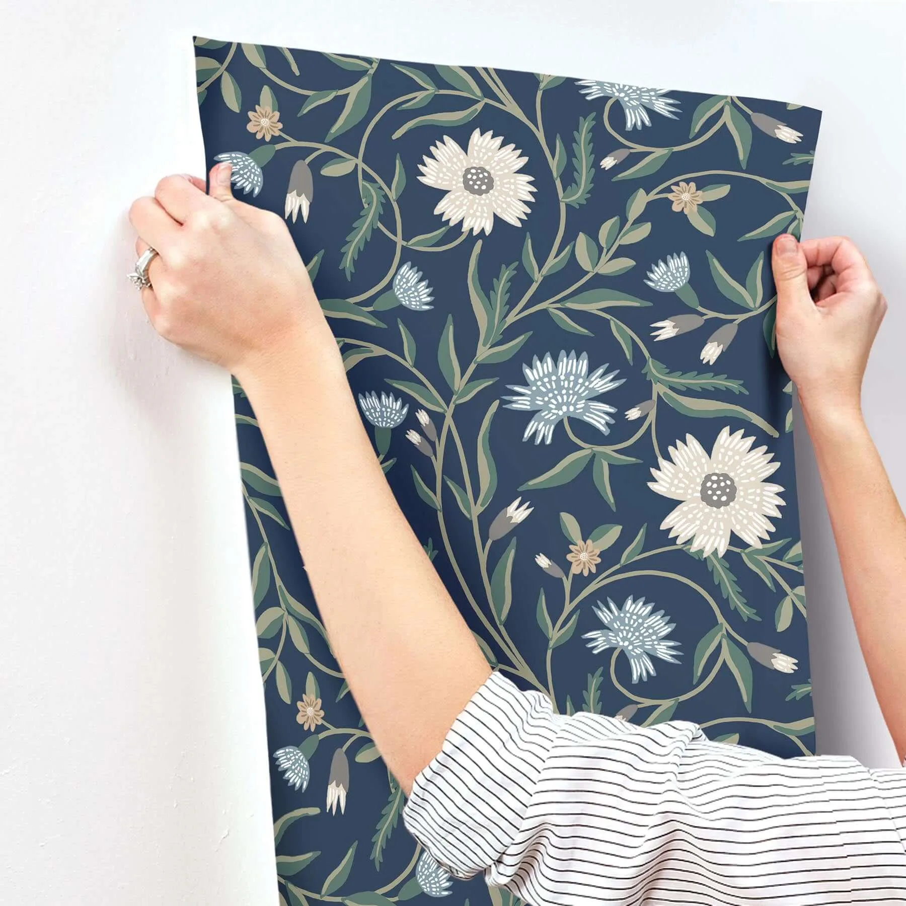 Rifle Paper Co. Aster - Navy Wallpaper | Buy Online Rifle Paper Co. Aster wallpaper, color Navy, SKU RF7435