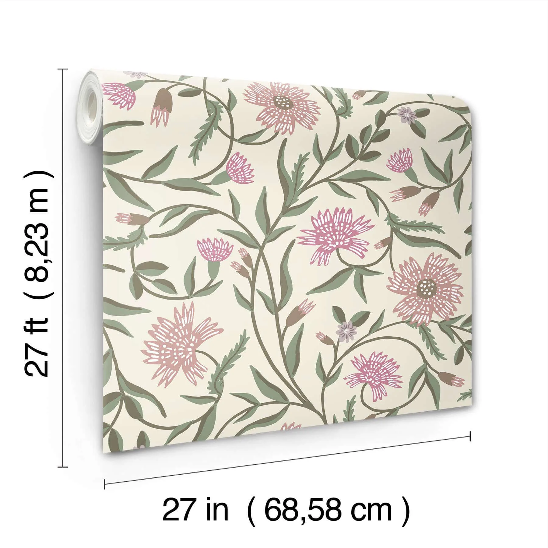 Rifle Paper Co. Aster wallpaper, color Rose, SKU RF7436