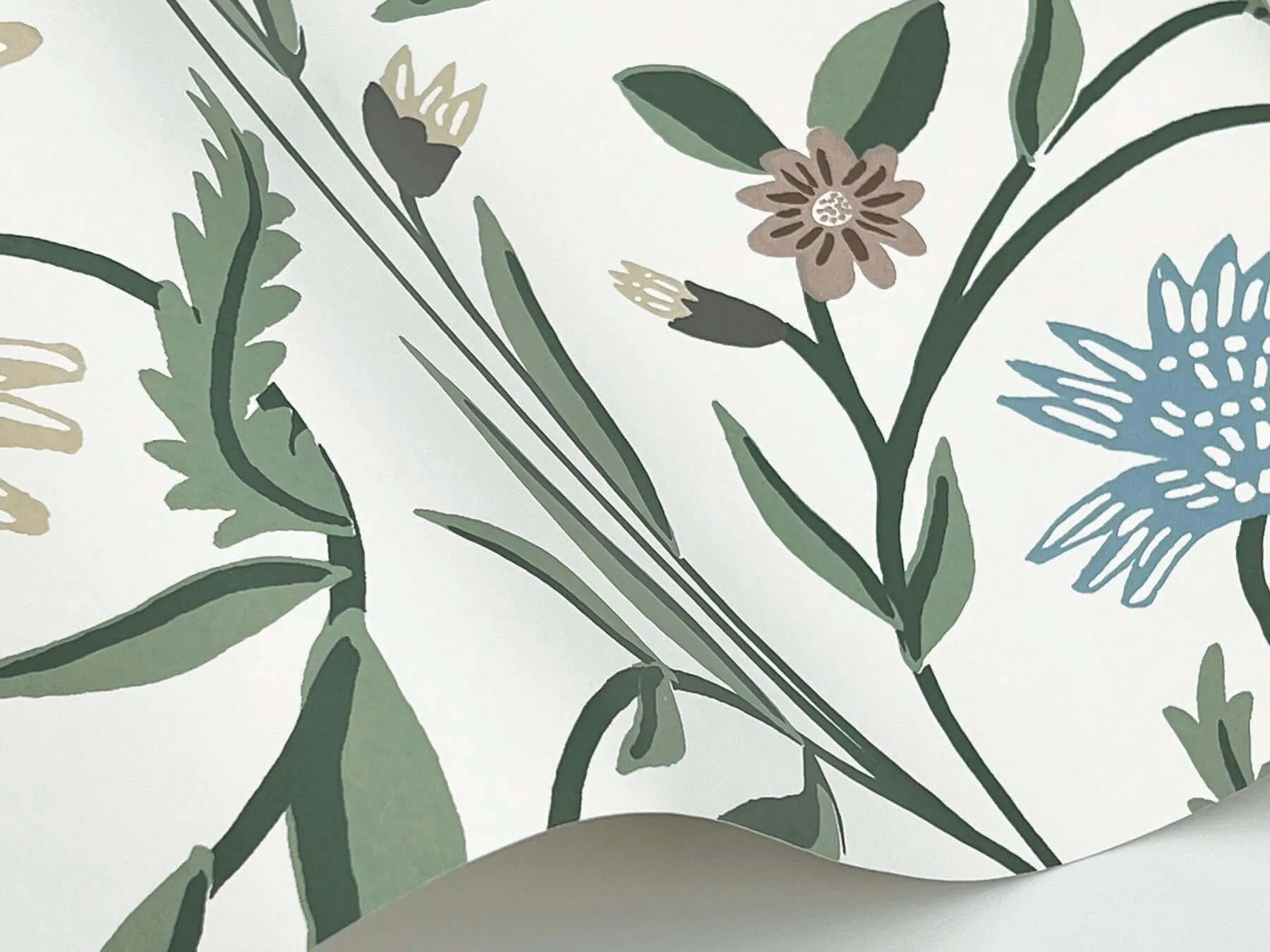 Rifle Paper Co. Aster - White Wallpaper | Buy Online Rifle Paper Co. Aster wallpaper, color White, SKU RF7431