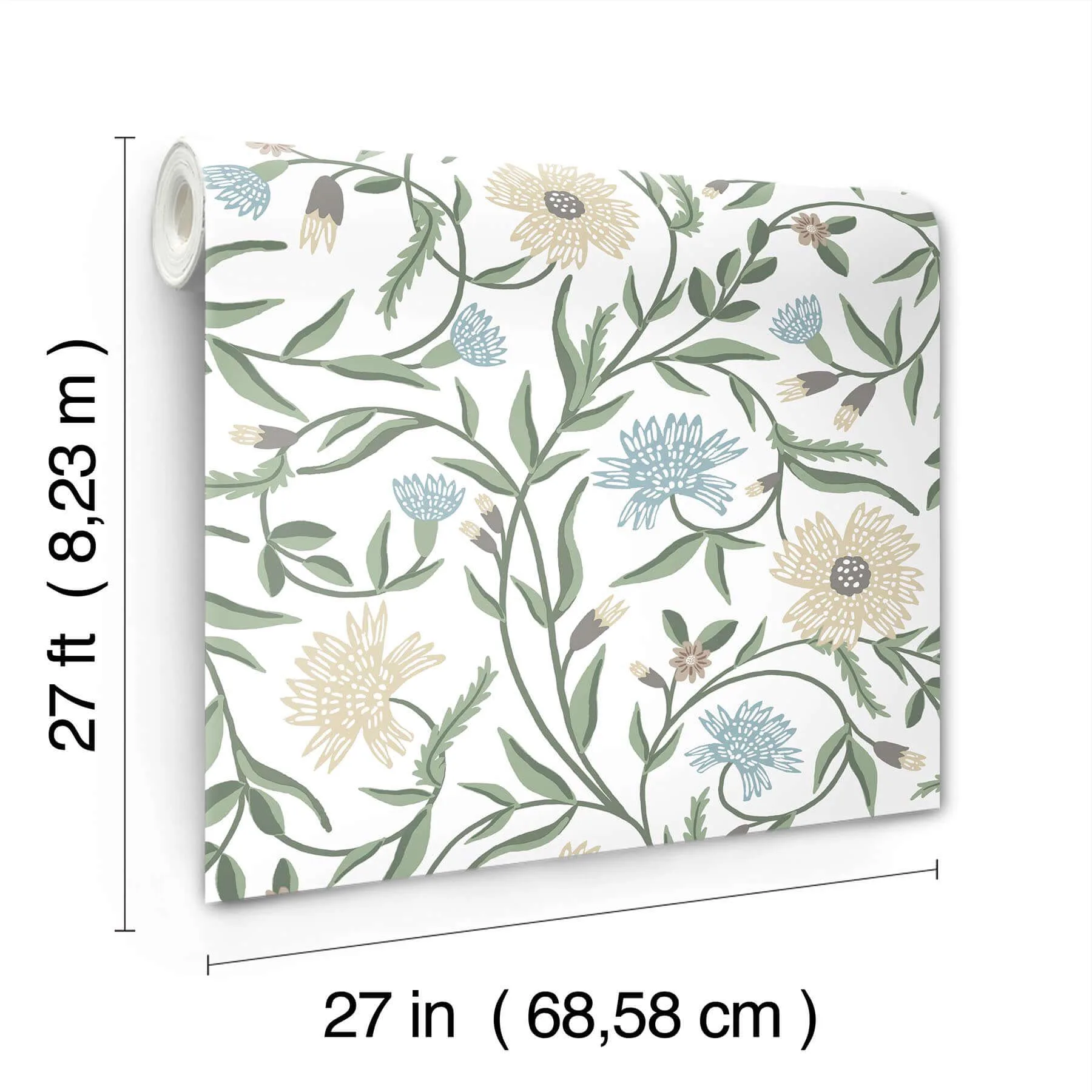 Rifle Paper Co. Aster - White Wallpaper | Buy Online Rifle Paper Co. Aster wallpaper, color White, SKU RF7431