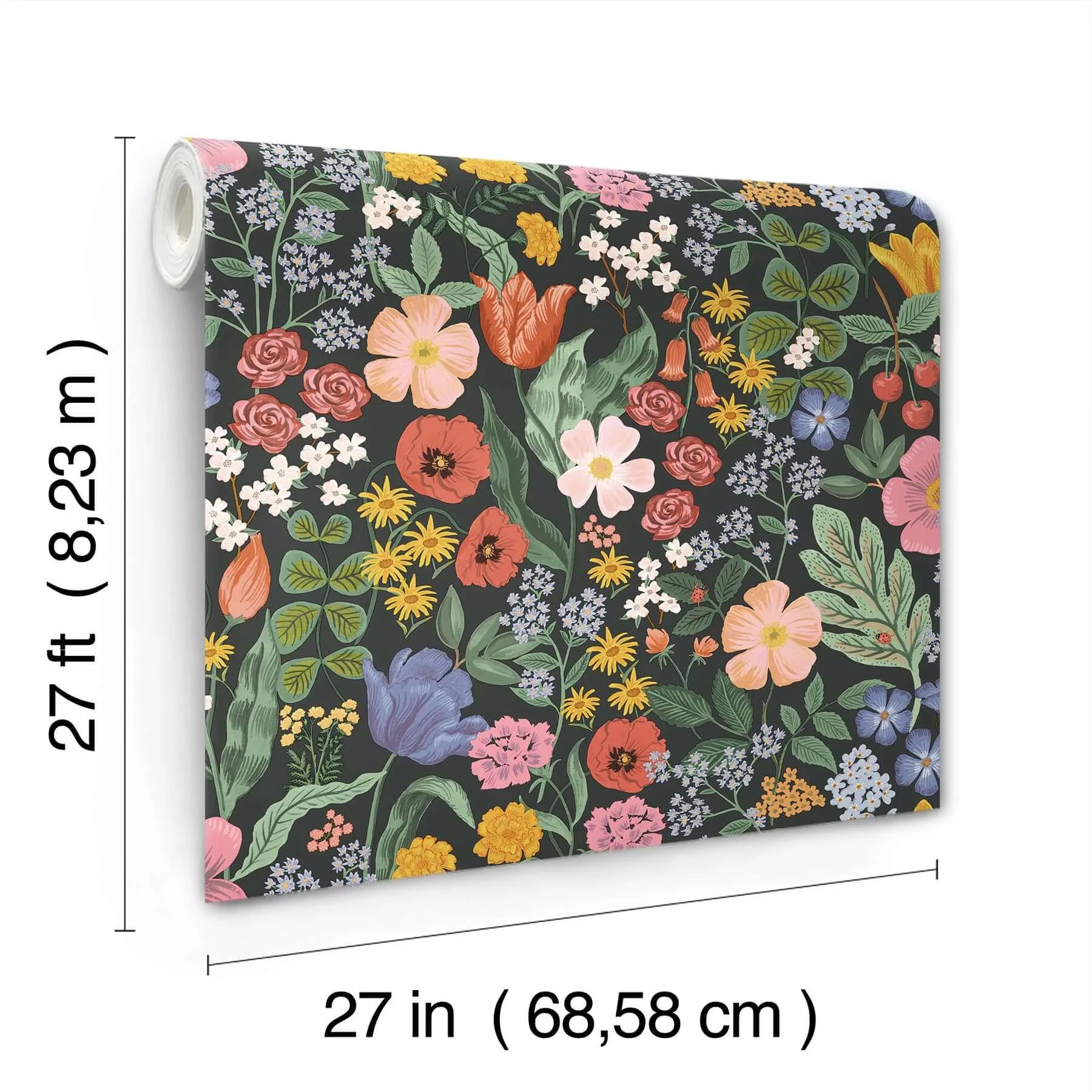 Rifle Paper Co. Blossom - Black Wallpaper | Buy Online Rifle Paper Co. Blossom wallpaper, color Black, SKU RF7491
