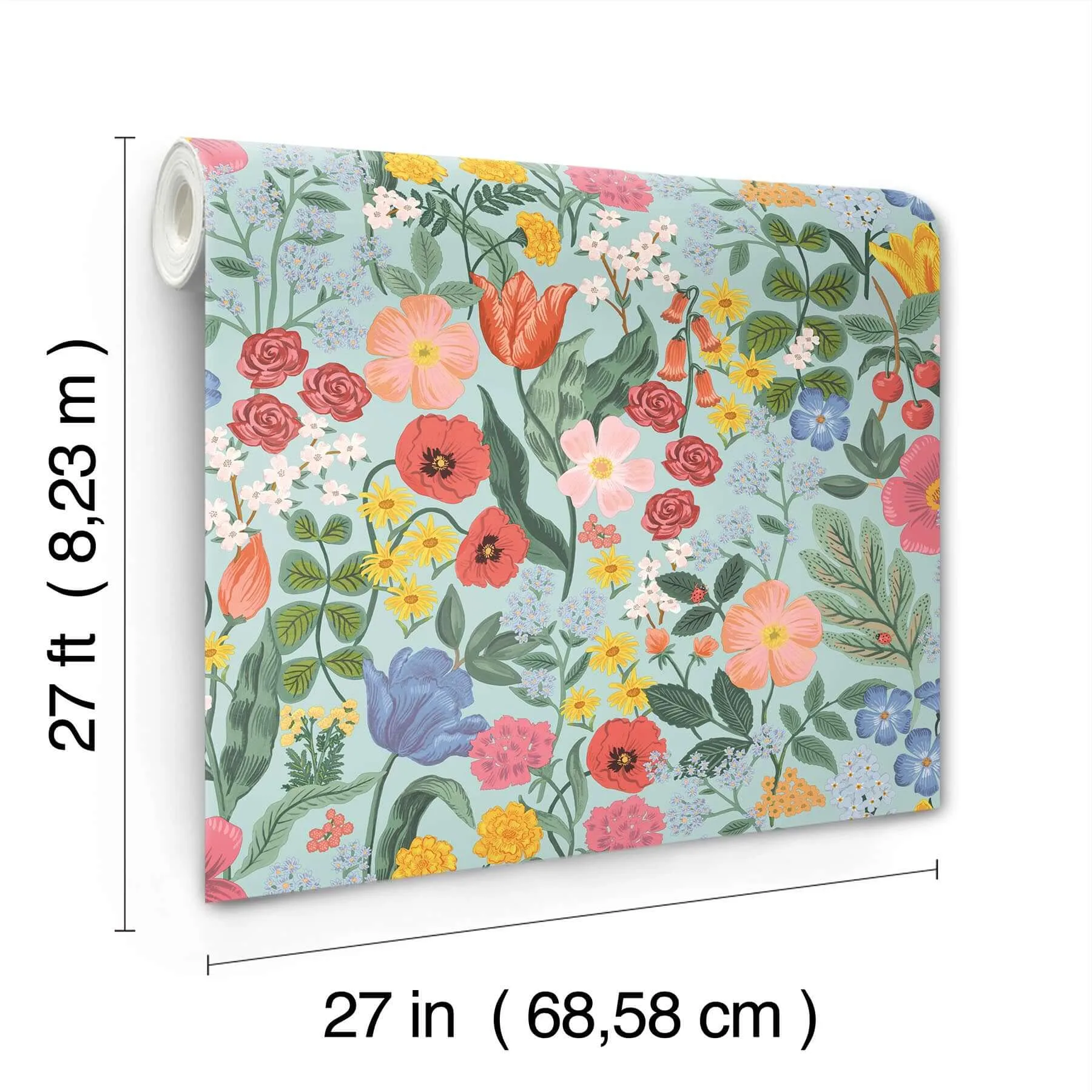 Rifle Paper Co. Blossom - Light Blue Wallpaper | Buy Online Rifle Paper Co. Blossom wallpaper, color Light Blue, SKU RF7493