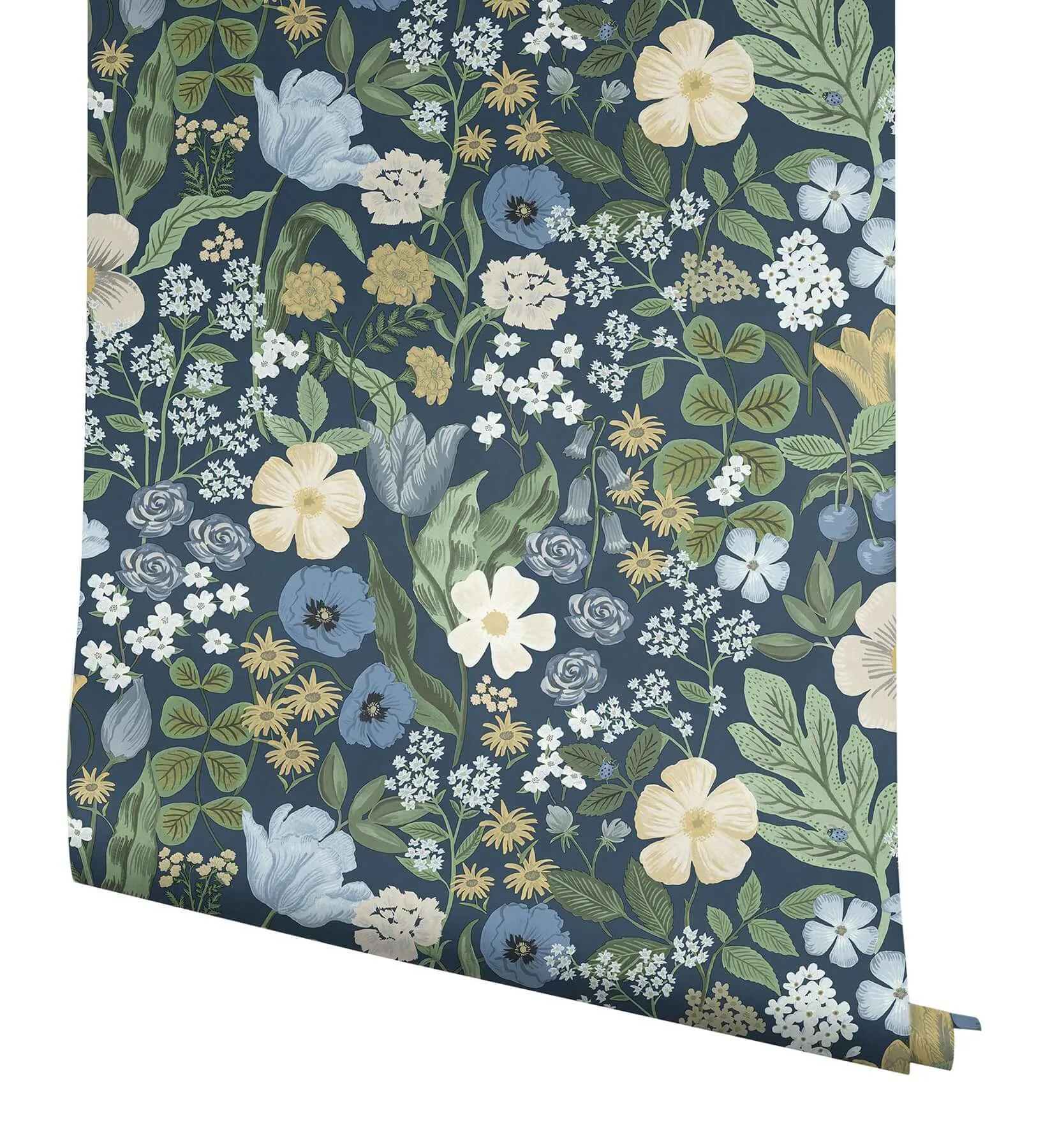 Rifle Paper Co. Blossom - Navy Wallpaper | Buy Online Rifle Paper Co. Blossom wallpaper, color Navy, SKU RF7494