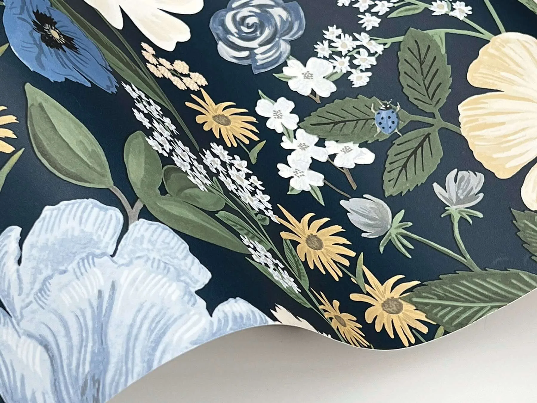 Rifle Paper Co. Blossom - Navy Wallpaper | Buy Online Rifle Paper Co. Blossom wallpaper, color Navy, SKU RF7494