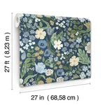 Rifle Paper Co. Blossom - Navy Wallpaper | Buy Online Rifle Paper Co. Blossom wallpaper, color Navy, SKU RF7494