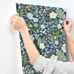 Rifle Paper Co. Blossom - Navy Wallpaper | Buy Online Rifle Paper Co. Blossom wallpaper, color Navy, SKU RF7494