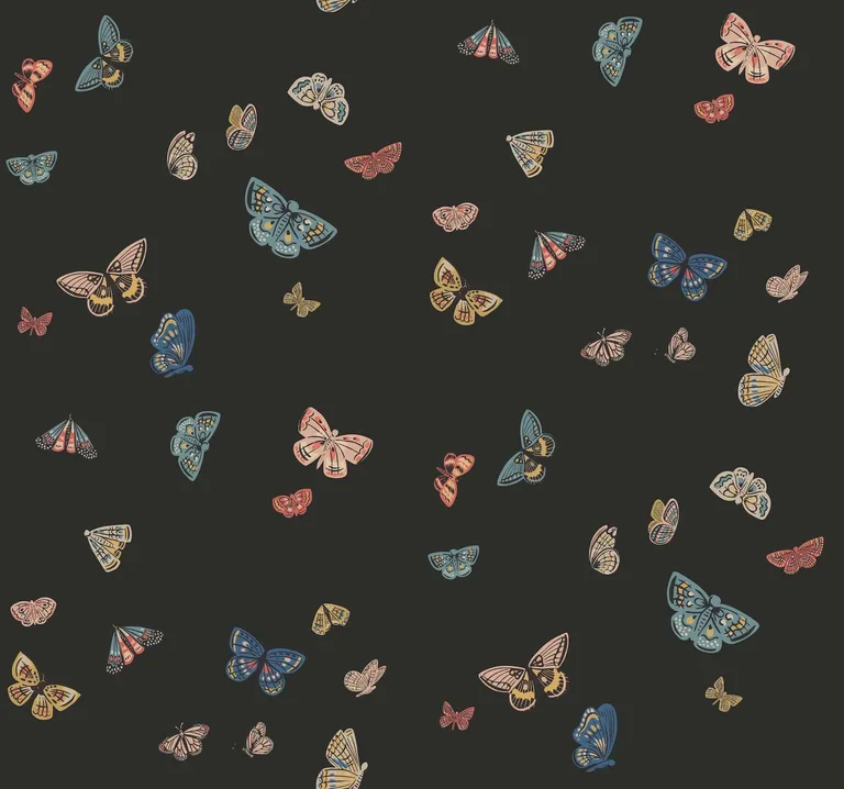 Rifle Paper Co. Butterfly House wallpaper, color Black, SKU RF7413