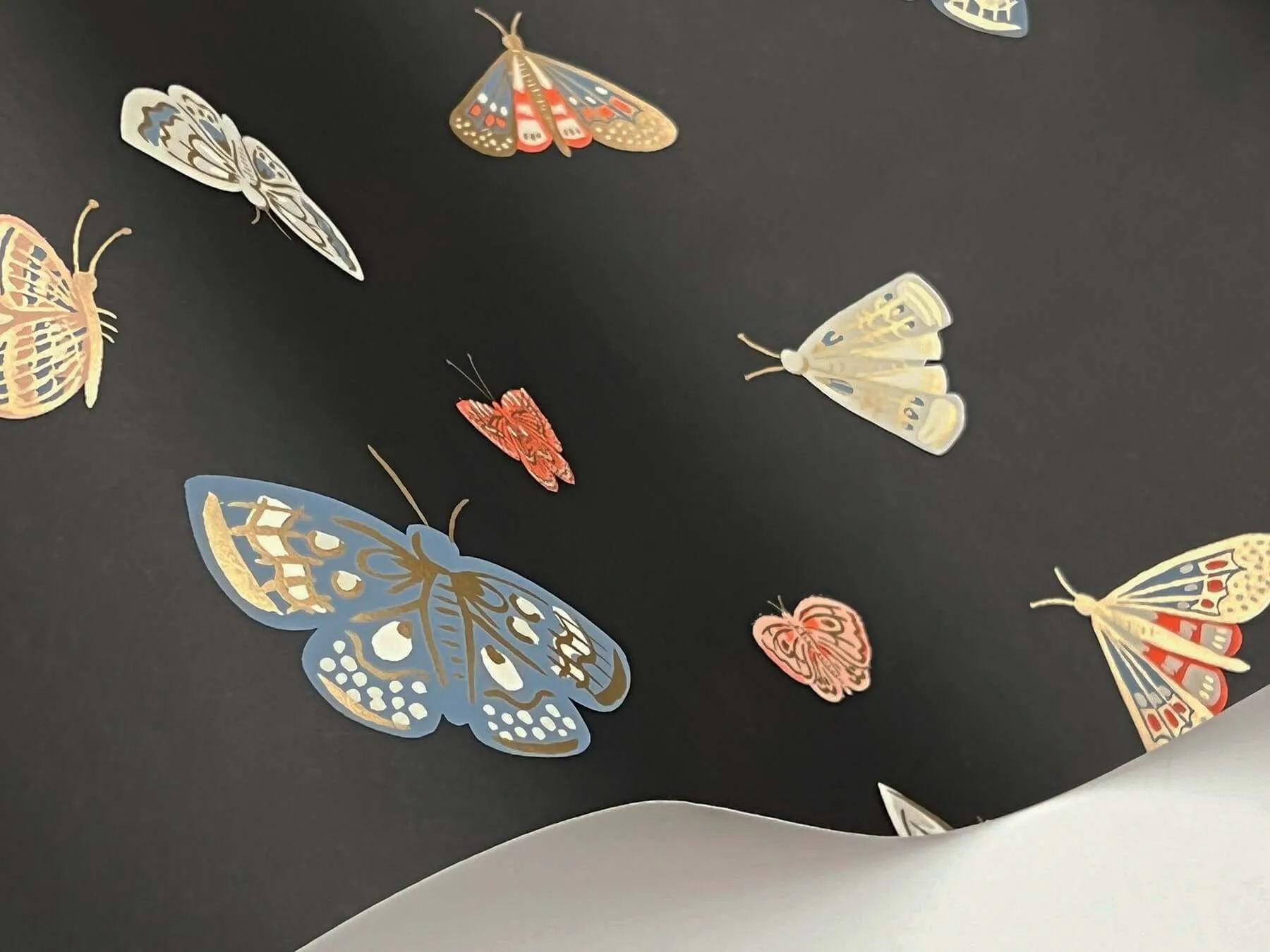 Rifle Paper Co. Butterfly House - Black Wallpaper | Buy Online Rifle Paper Co. Butterfly House wallpaper, color Black, SKU RF7413